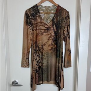 Artistic Forest Print Tunic Top (B)
